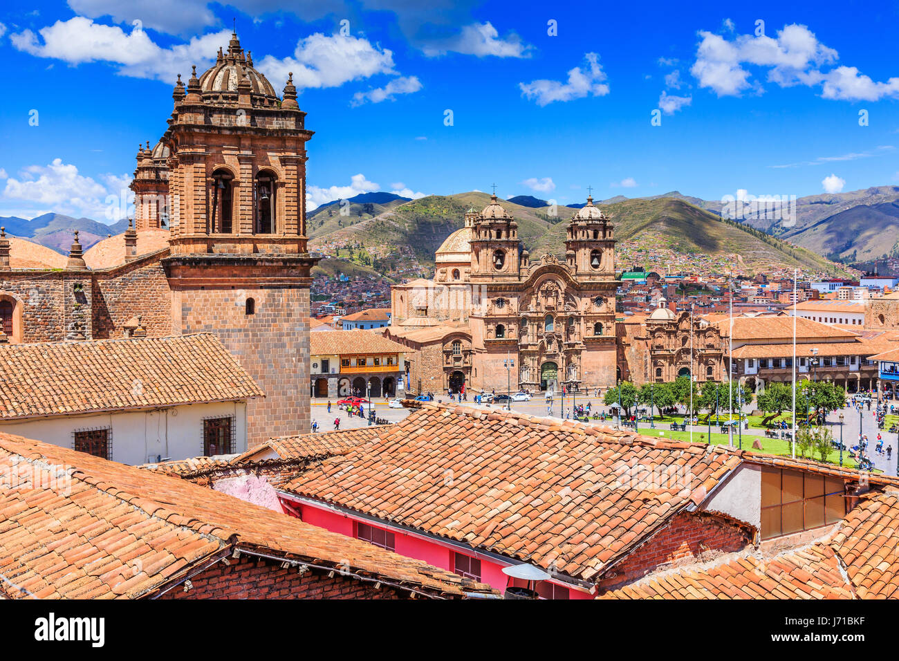 Cusco, Peru-die historische Hauptstadt des Inka-Reiches. Plaza de Armas. Stockfoto