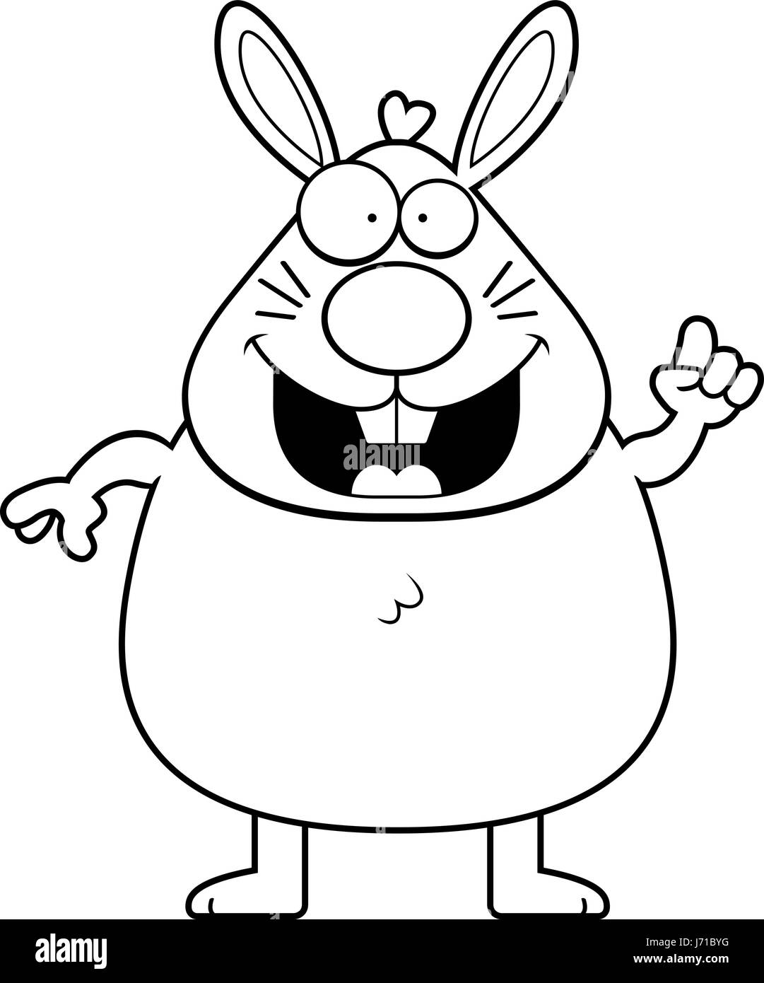 Ein glückliches Cartoon Kaninchen mit einer Idee. Stock Vektor