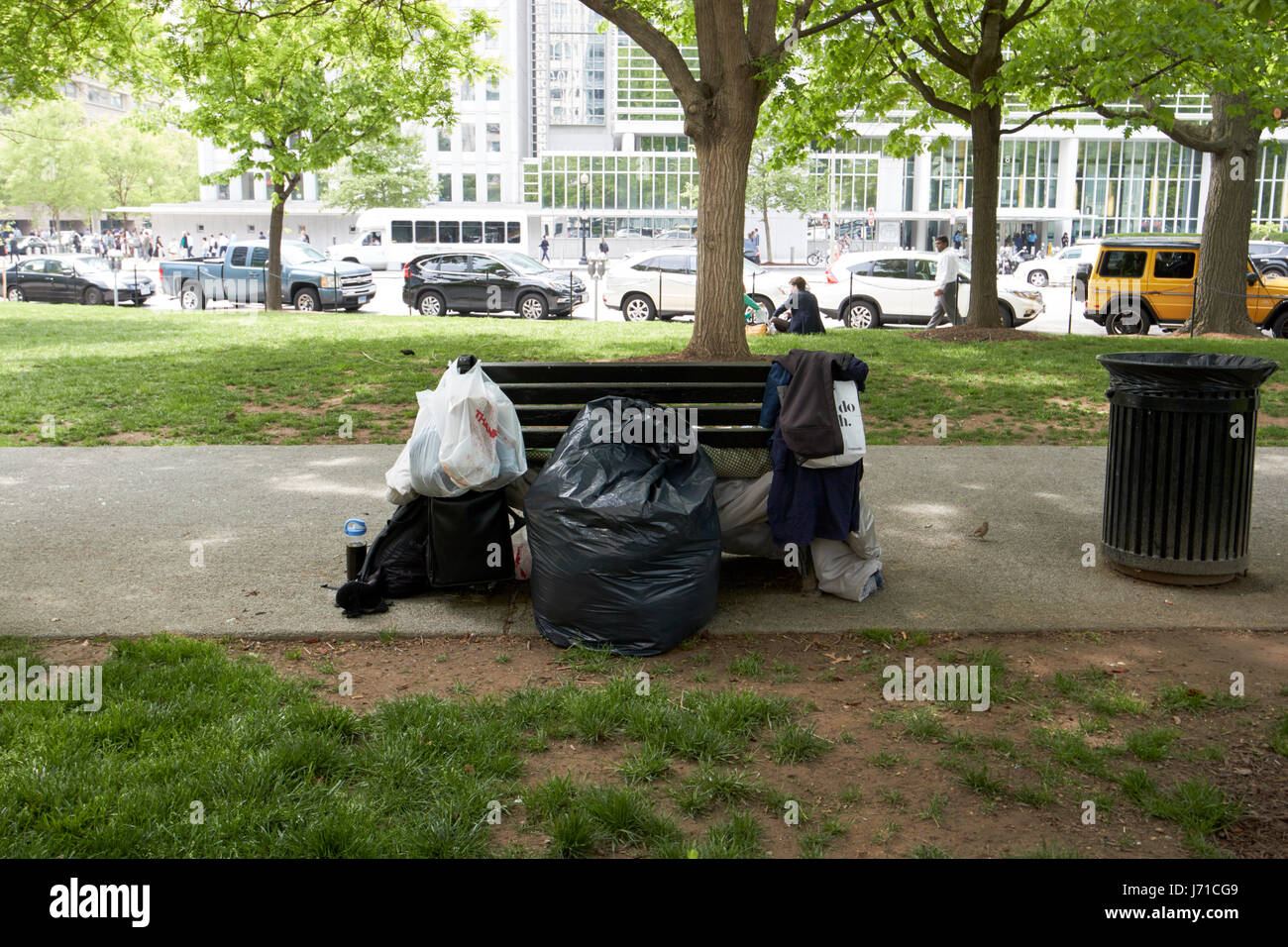 Obdachlosen Mann der Straße in Edward R Murrow Park Washington DC USA Stockfoto