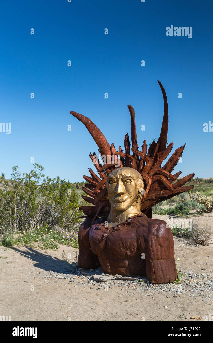 Metall-Skulptur auf den Galleta Wiesen in Borrego Springs, Kalifornien, USA. Stockfoto