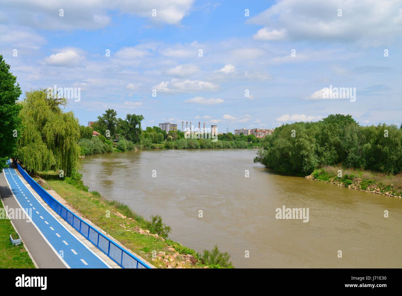 Arad Rumänien Mures Fluss Natur Stadtlandschaft Stockfoto