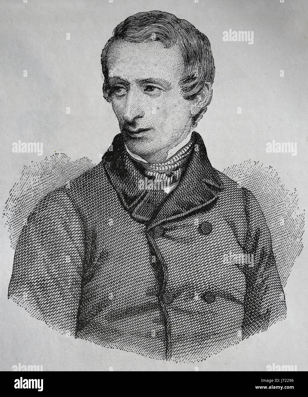 Giacomo Leopardi (1798-1837). Italienischer Dichter, Philosoph. Gravur, unseres Jahrhunderts, 1883. Spanische Ausgabe. Stockfoto