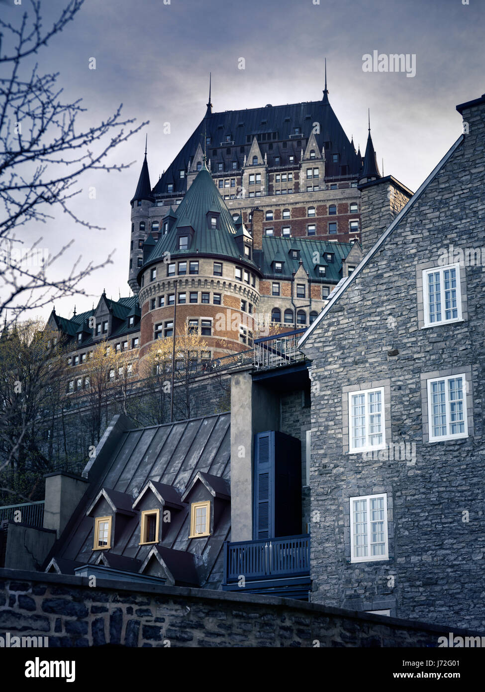 Lizenz erhältlich im MaximImages.com Fairmont Le Chateau Frontenac Castle Luxury Grand Hotel Old Quebec City, Kanada Stockfoto