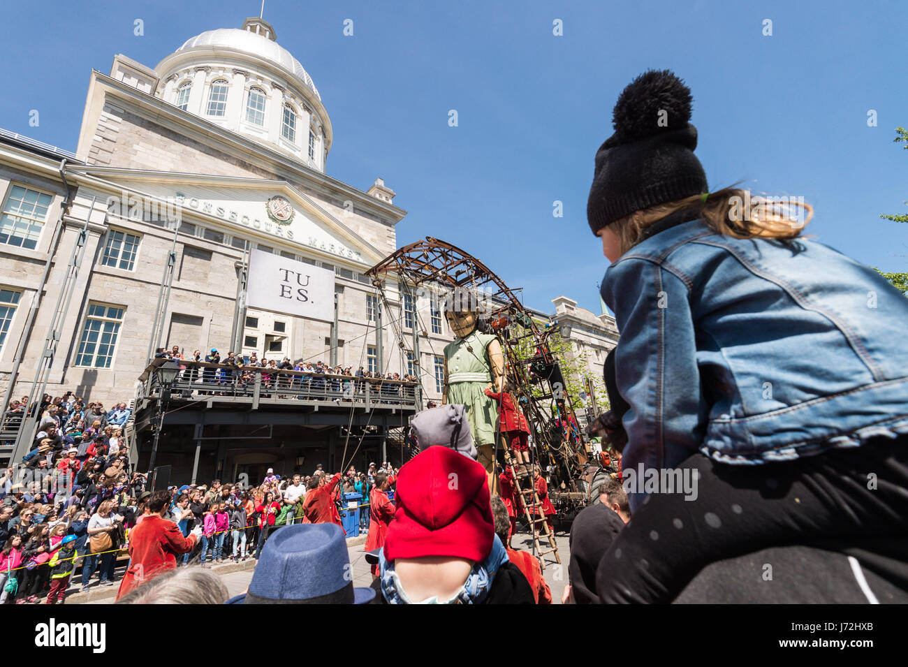 Montreal, CA - 20. Mai 2017: Royal de Luxe Riesen im Rahmen der Gedenkfeiern zum 375-jährigen Jubiläum von Montreal Stockfoto