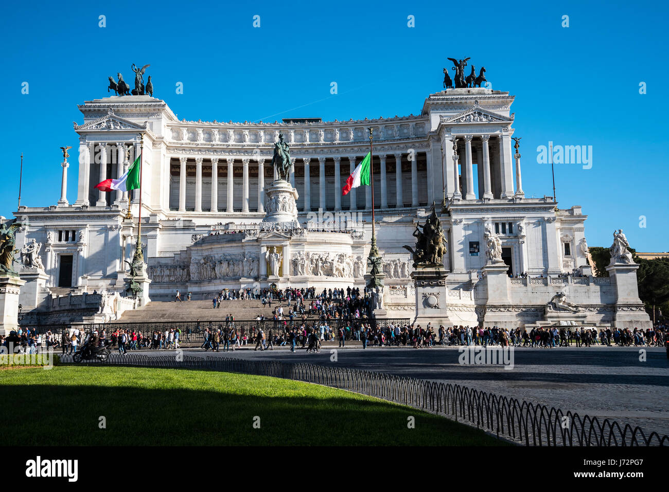 Das Denkmal für König Vittorio Emanuele 2 in der Piazza Venezia in Rom Stockfoto