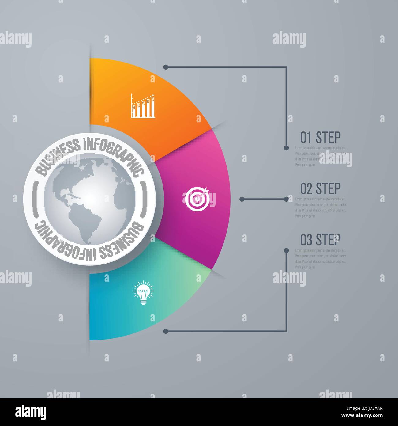 Design-Infografik Vorlage 3 Schritte Stock Vektor