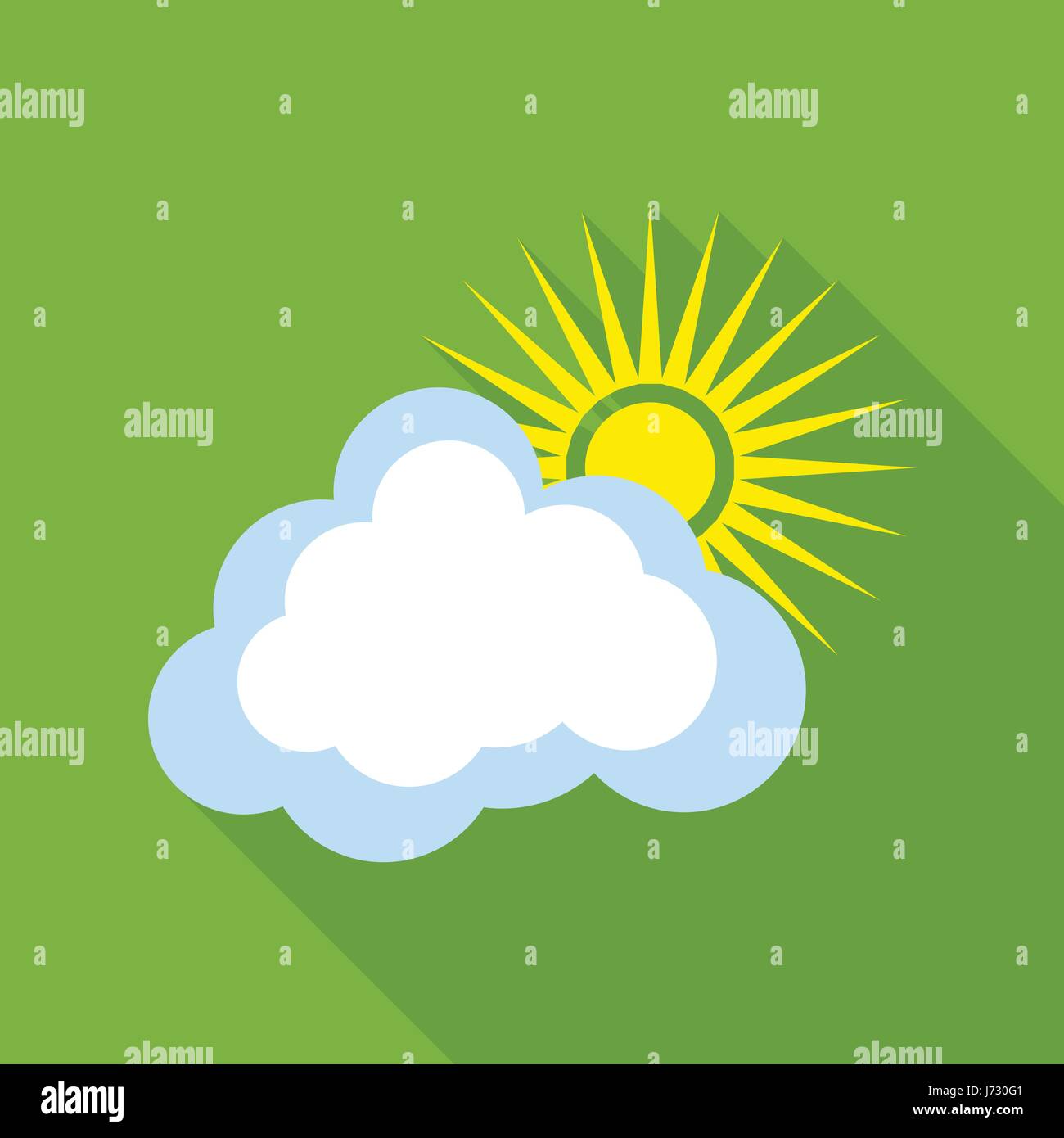 Sonne mit Wolken-Symbol, flach Stil Stock Vektor