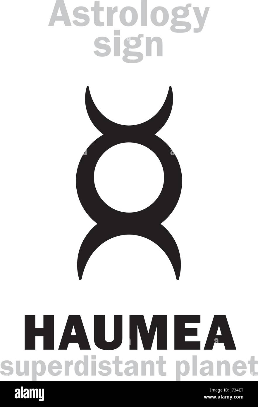 Astrologie-Alphabet: HAUMEA, superdistant Zwergplanet. Hieroglyphen Charakter Zeichen (einzelnes Symbol). Stock Vektor