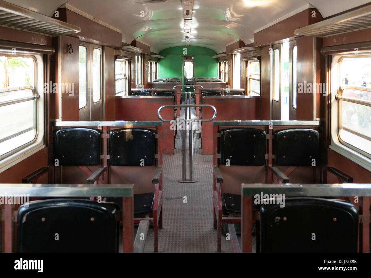 Eine innere Foto eines Waggons, die die Hershey Train in Havanna, Kuba gehört. Stockfoto