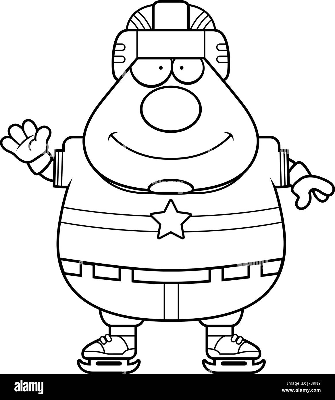 Ein Cartoon Illustration ein Eishockey-Spieler winken. Stock Vektor