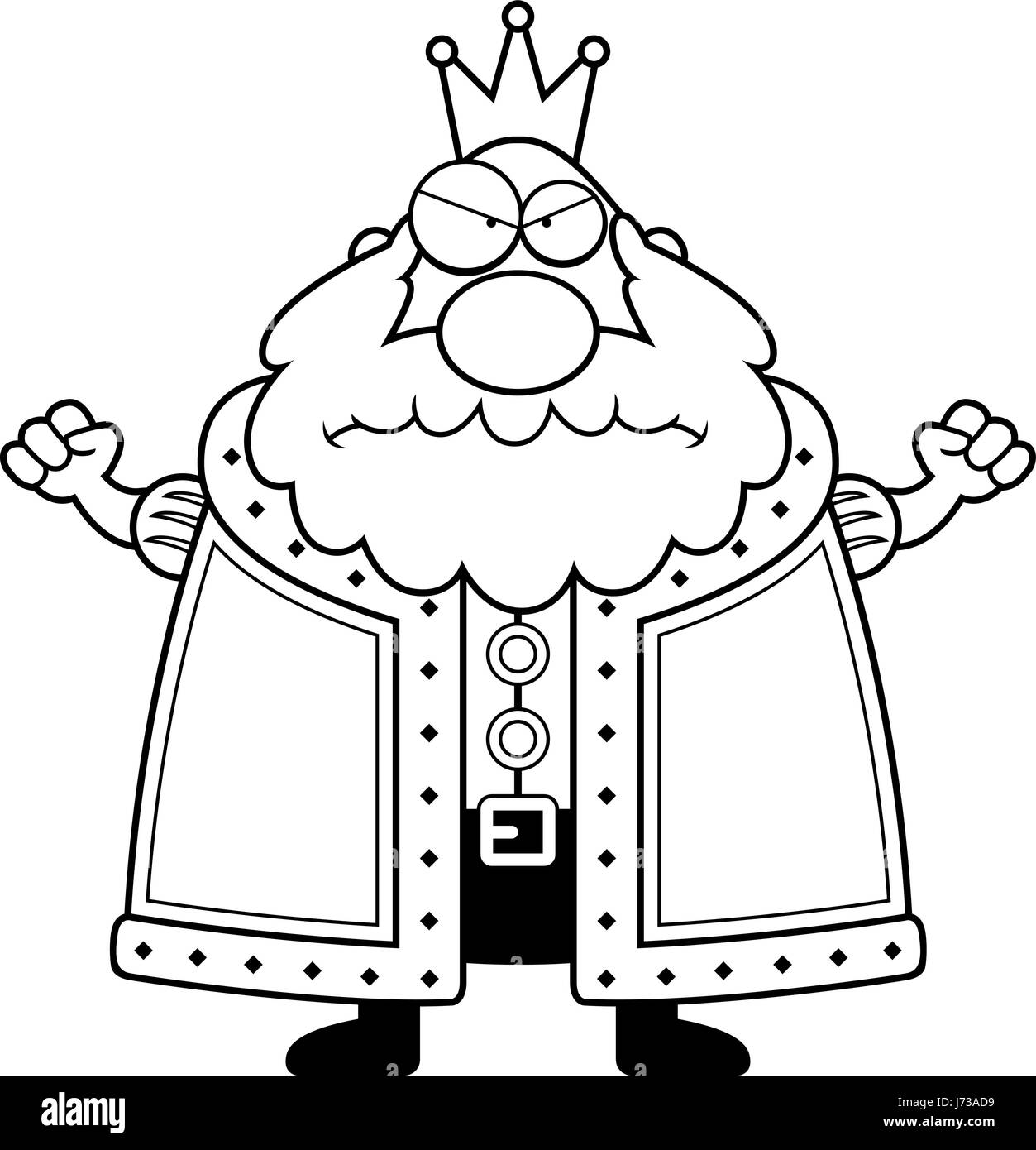 Ein Cartoon-König mit einem wütenden Ausdruck. Stock Vektor