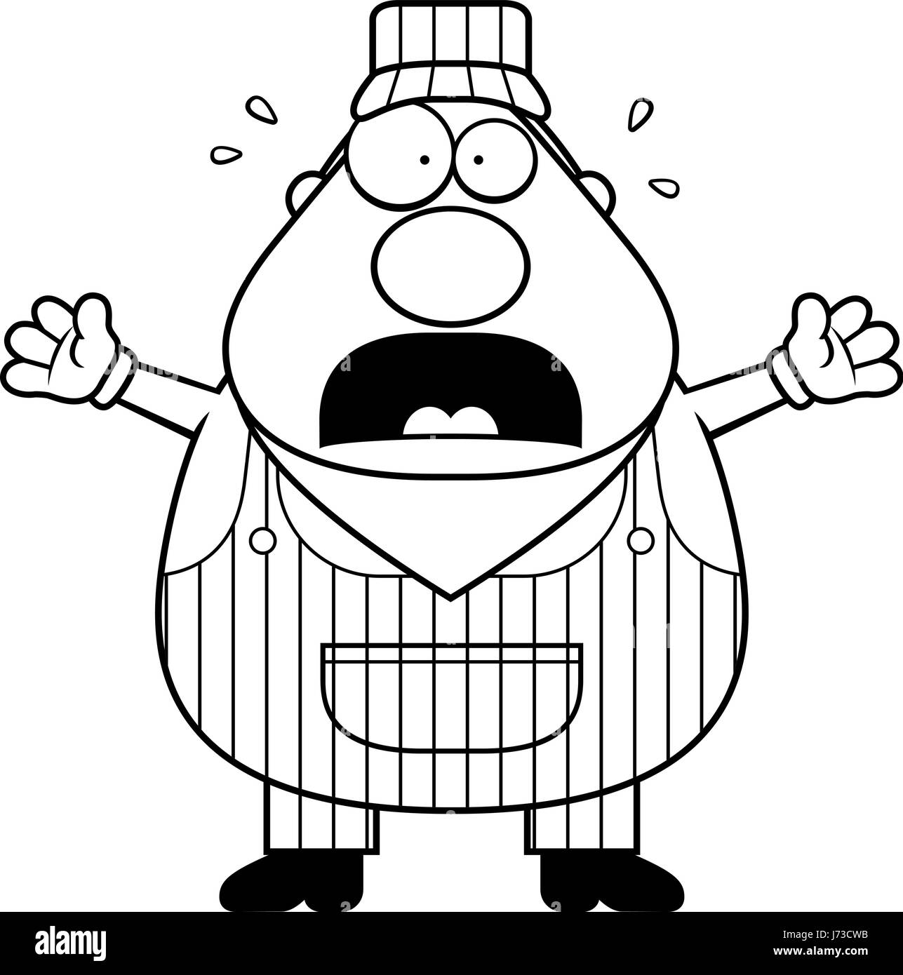 Eine Karikatur Zugführer besorgt und in Panik geraten. Stock Vektor