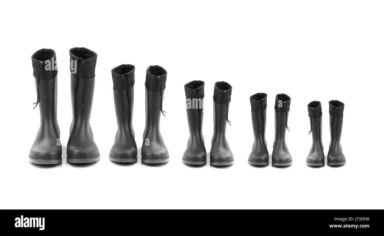 Boot Schuhe Zeile schützen Schutz wasserdicht Gummi-Stiefel Größen Schütz paar Stockfoto