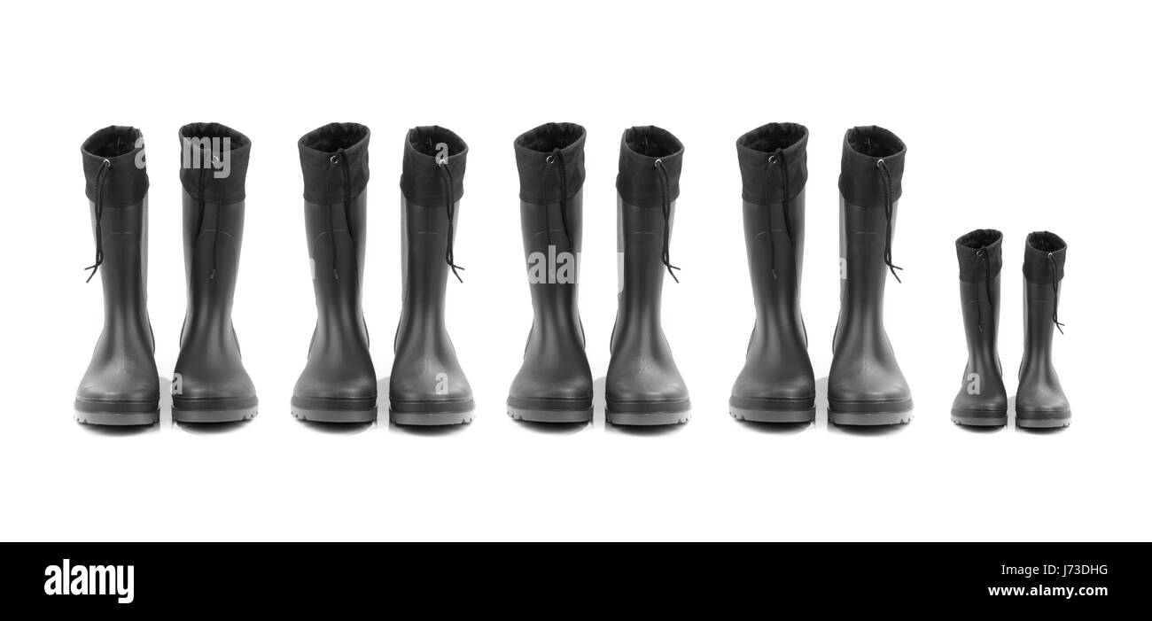 Boot Schuhe Zeile schützen Schutz wasserdicht Gummi-Stiefel Größen Schütz paar Stockfoto