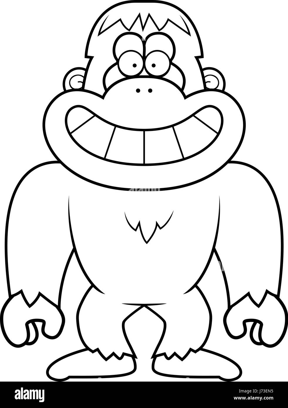 Ein Cartoon Illustration ein Bigfoot grinsend. Stock Vektor