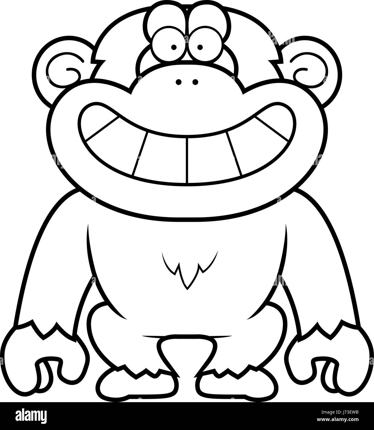 Eine Karikatur Illustration eines Schimpansen grinsend. Stock Vektor