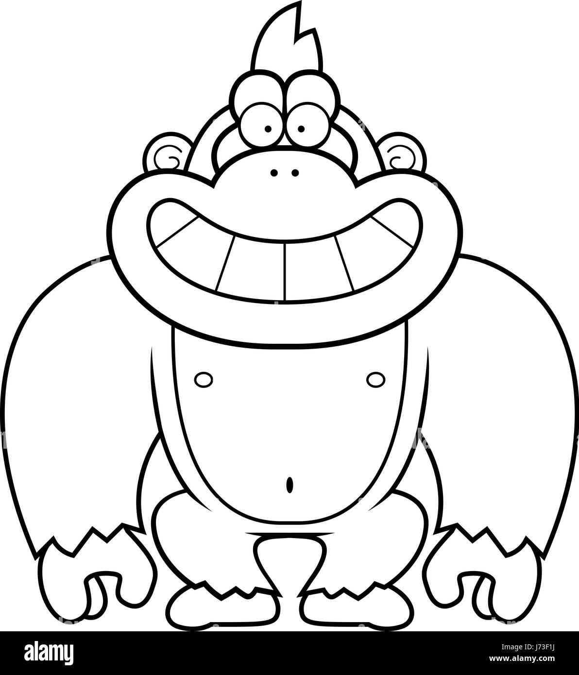 Eine Karikatur Illustration eines Gorillas grinsend. Stock Vektor