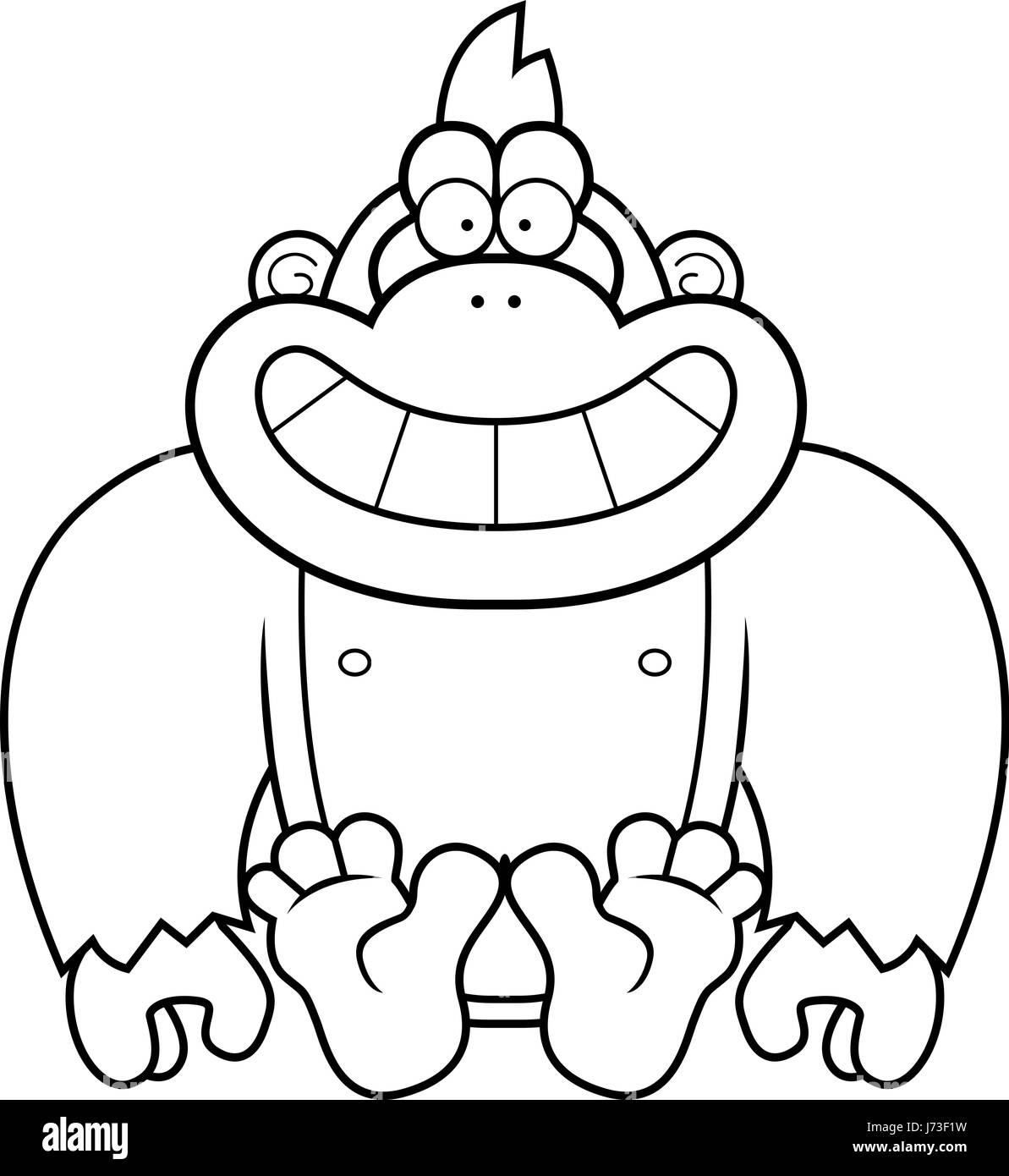 Eine Karikatur Illustration eines Gorillas sitzen. Stock Vektor