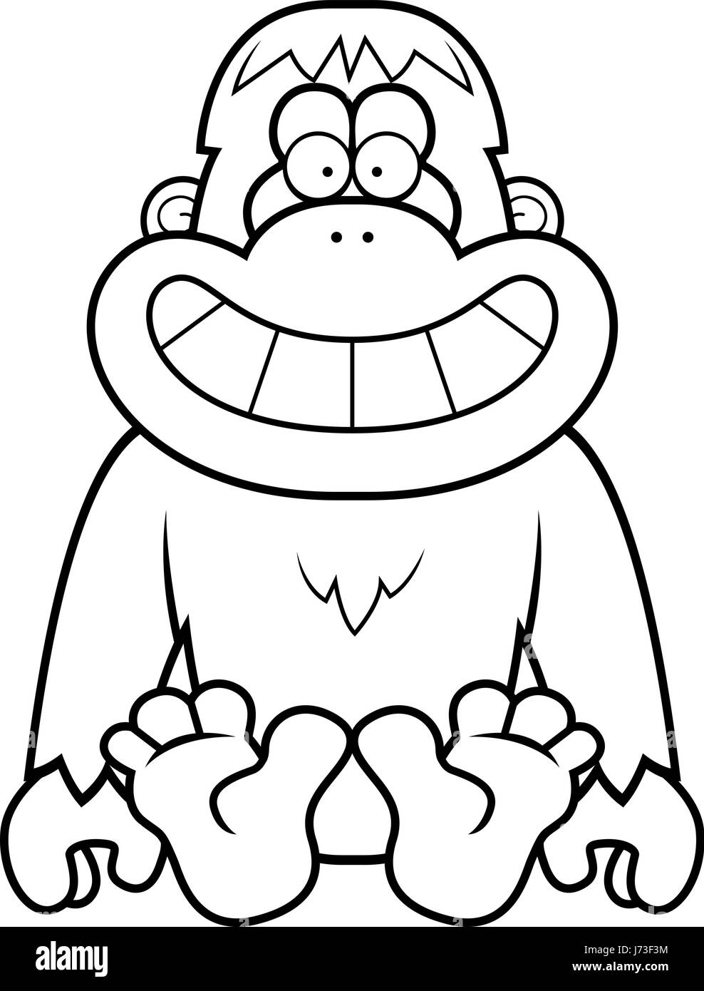 Ein Cartoon Illustration ein Orang-Utan sitzen. Stock Vektor
