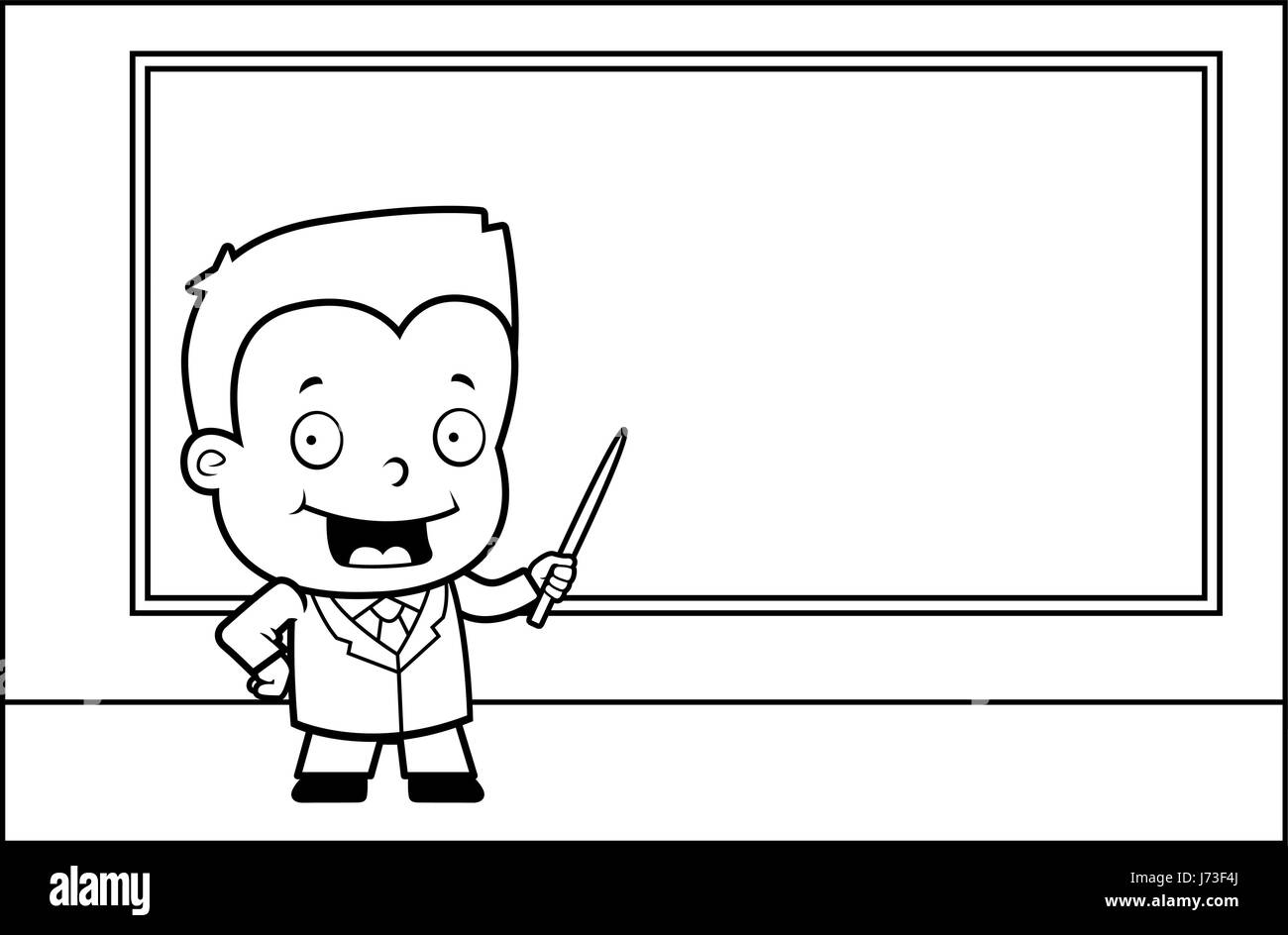 Ein Cartoon junge an die Tafel, die Klasse zu unterrichten. Stock Vektor