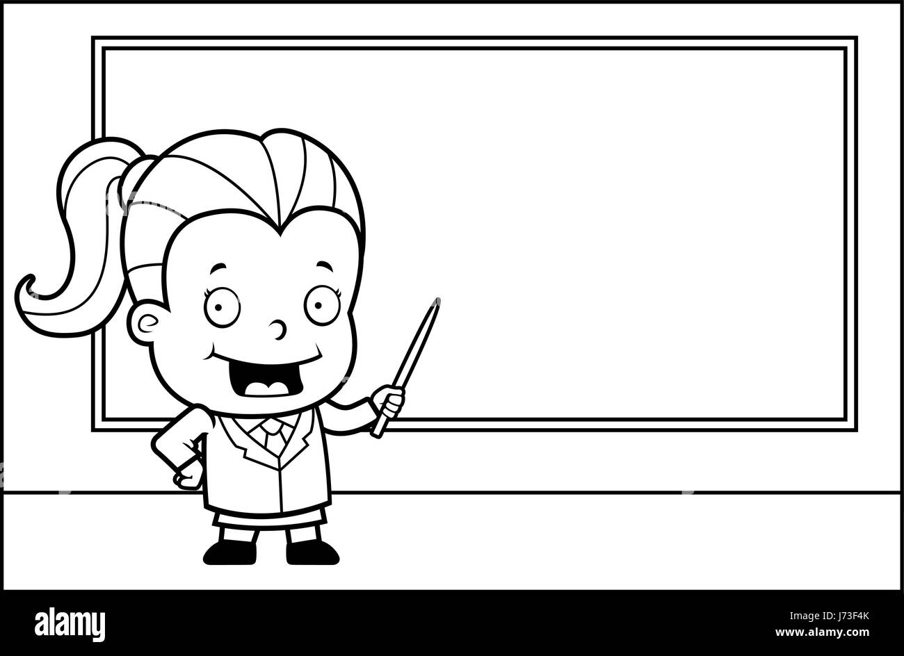 Ein glückliches Cartoon Professor Kind an einer Tafel. Stock Vektor