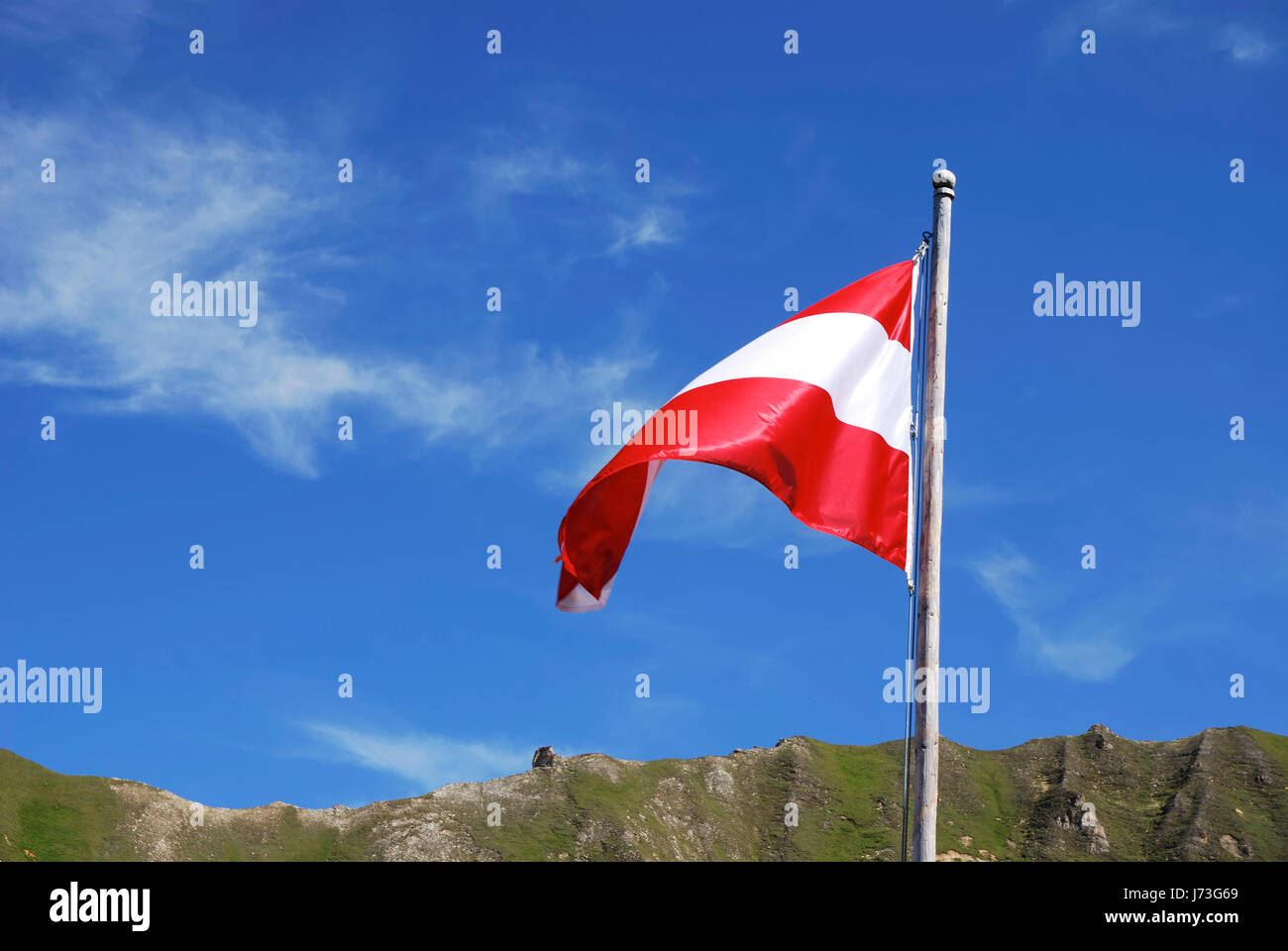 Österreich Flagge nationale Flagstaff Fahnenstange Firmament Himmel Piktogramm symbol Stockfoto