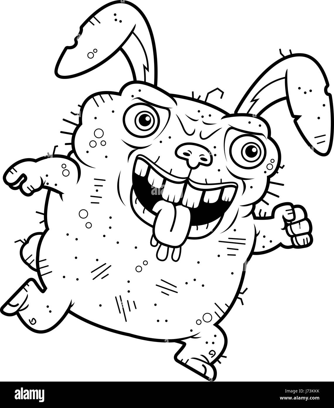 Ein Cartoon Illustration eine hässliche Hase läuft. Stock Vektor