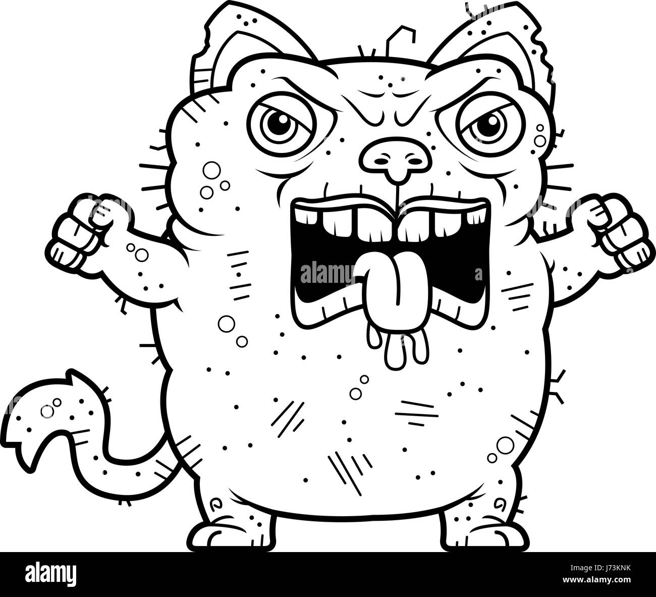 Ein Cartoon Illustration eine hässliche Katze suchen Sie wütend. Stock Vektor