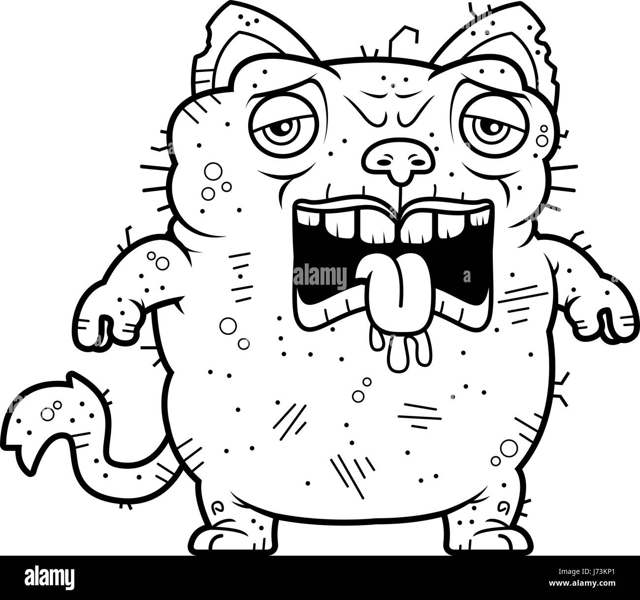 Ein Cartoon Illustration eine hässliche Katze müde. Stock Vektor