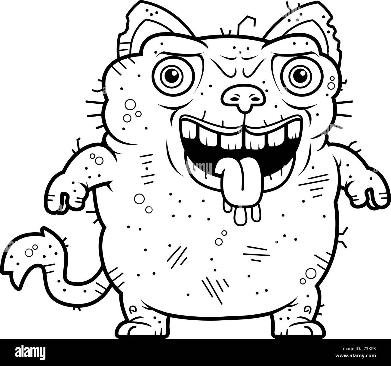 Ein Cartoon Illustration eine hässliche Katze stehend. Stock Vektor