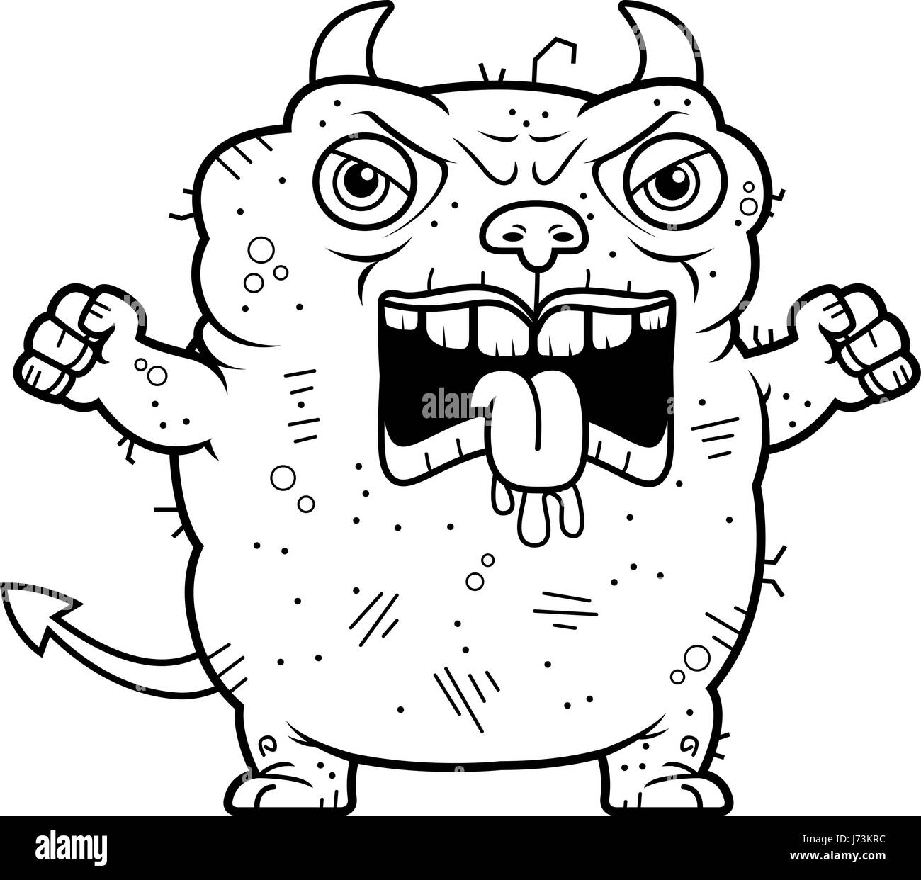 Ein Cartoon Illustration eine häßliche Teufel suchen Sie wütend. Stock Vektor