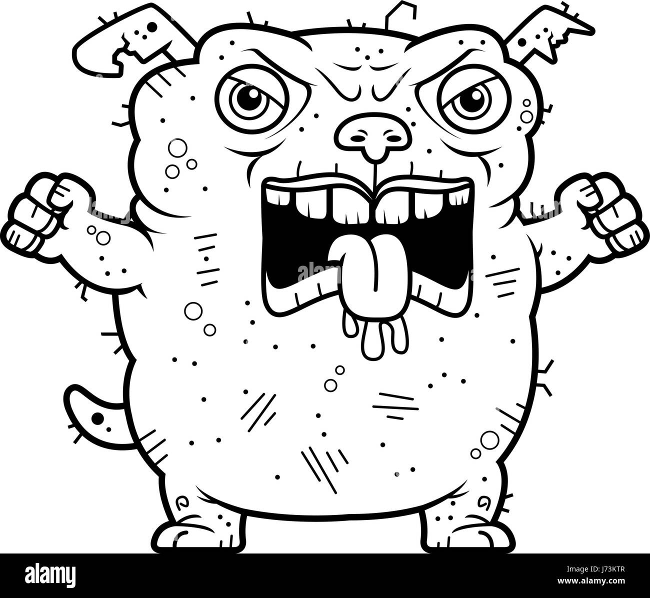 Eine Karikatur Illustration eines hässlichen Hund suchen Sie wütend. Stock Vektor