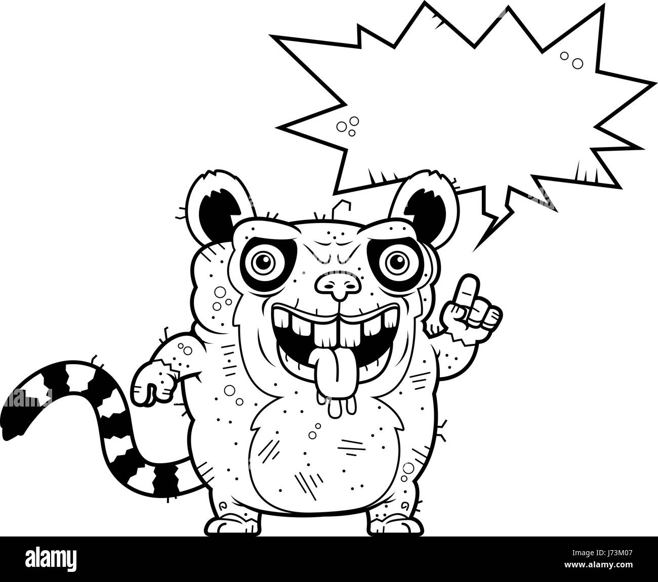 Ein Cartoon Illustration eine hässliche Lemur sprechen. Stock Vektor