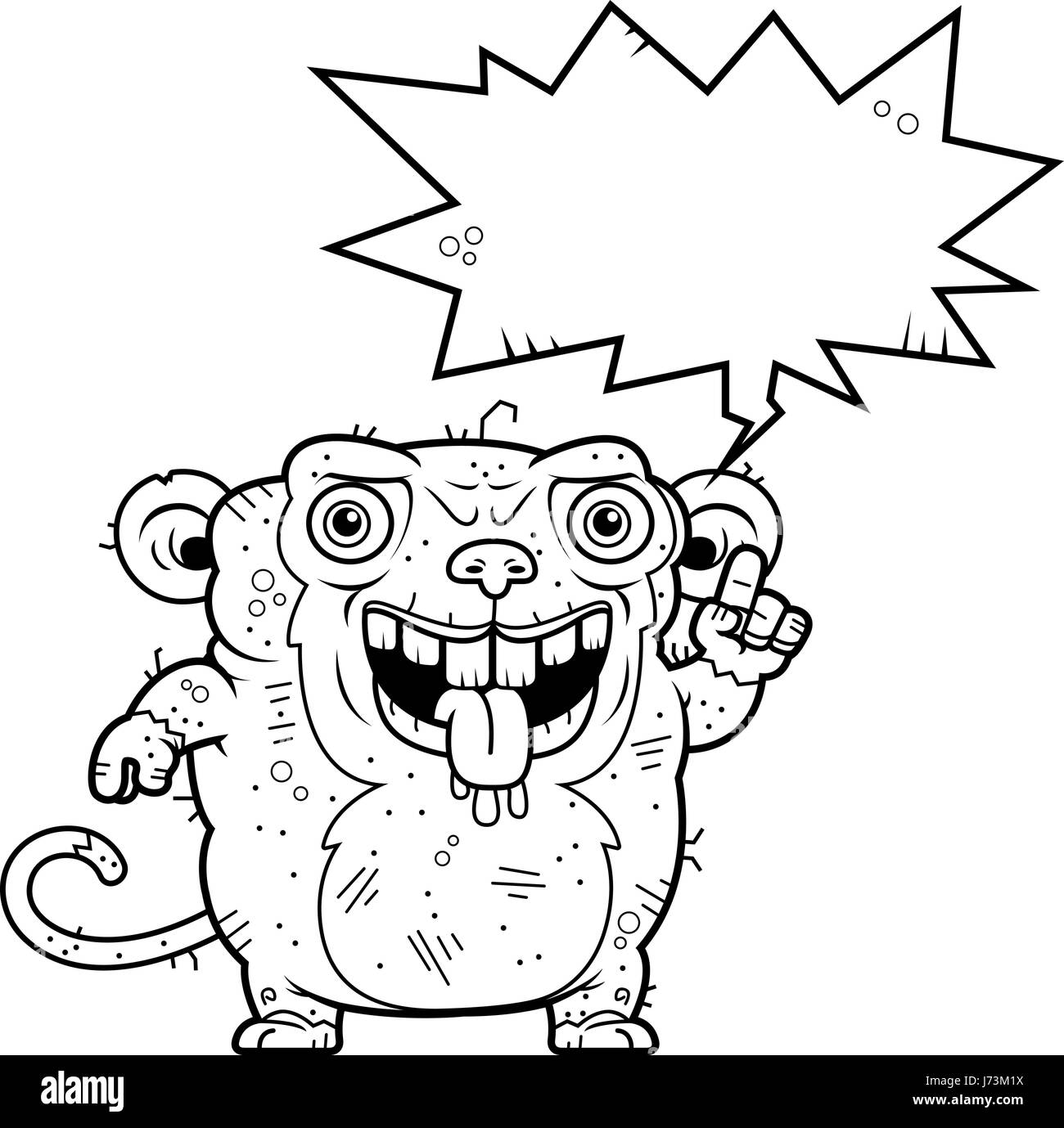 Ein Cartoon Illustration einer hässlichen Affen sprechen. Stock Vektor