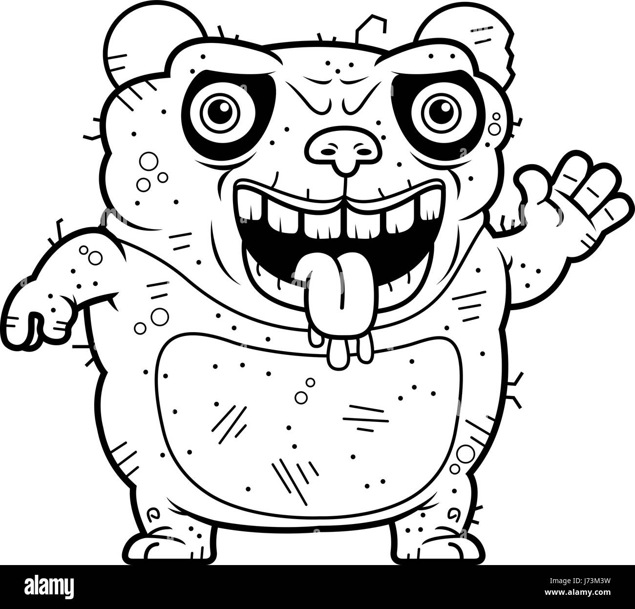 Ein Cartoon Illustration eine hässliche Pandabär winken. Stock Vektor