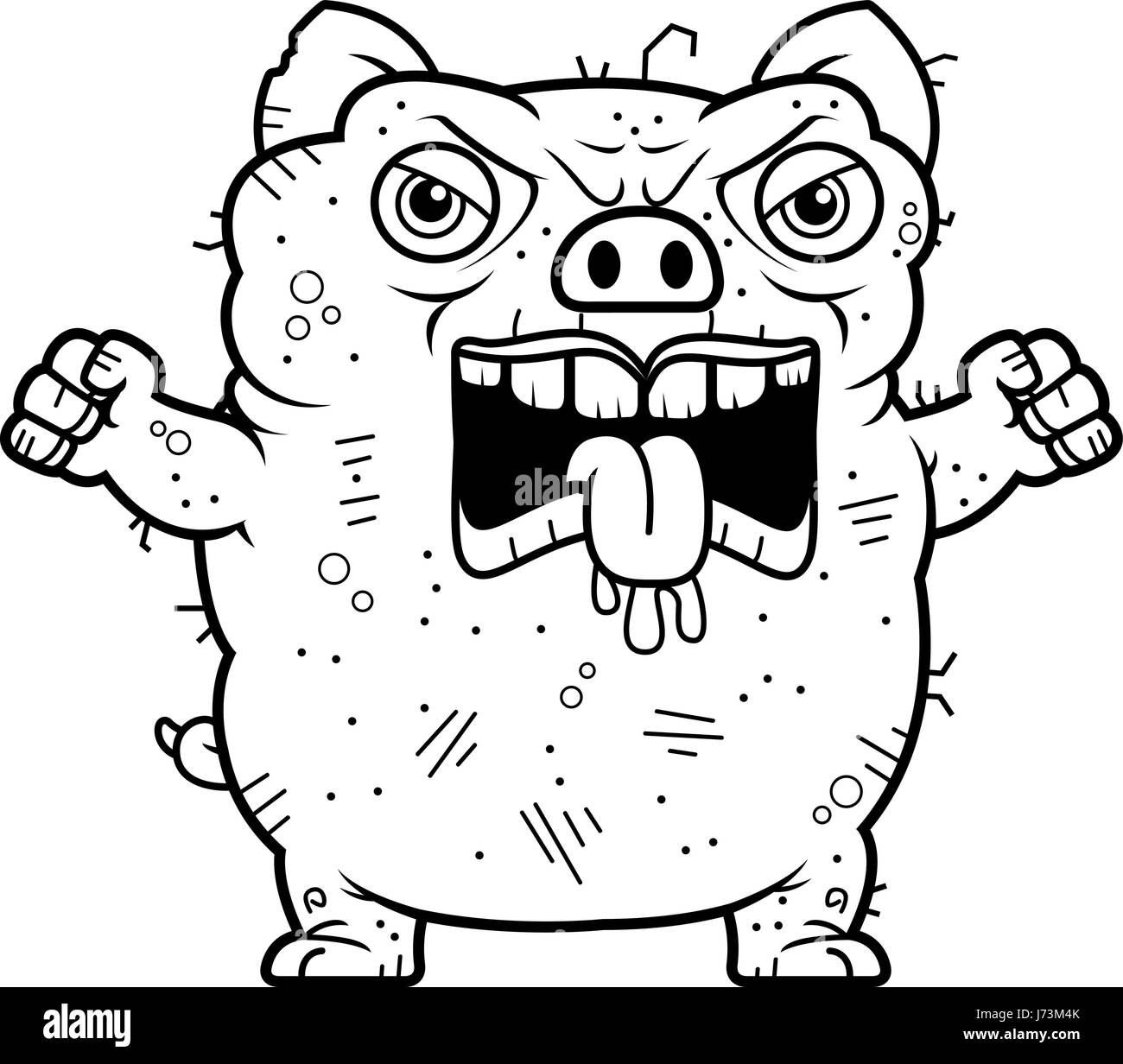 Ein Cartoon Illustration eine hässliche Schwein suchen Sie wütend. Stock Vektor