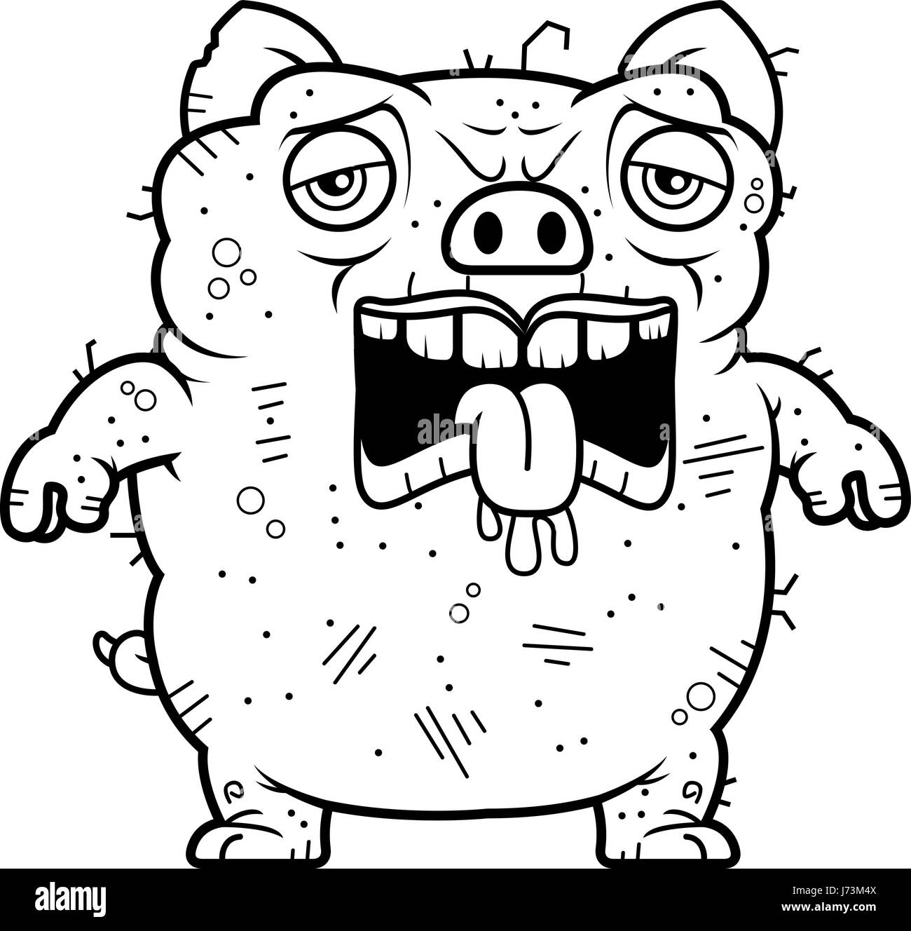 Ein Cartoon Illustration eine hässliche Schwein müde. Stock Vektor