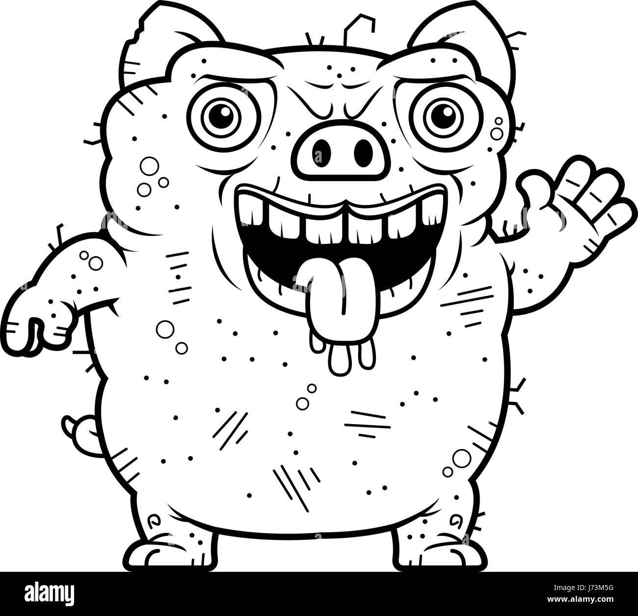 Ein Cartoon Illustration eine hässliche Schwein winken. Stock Vektor