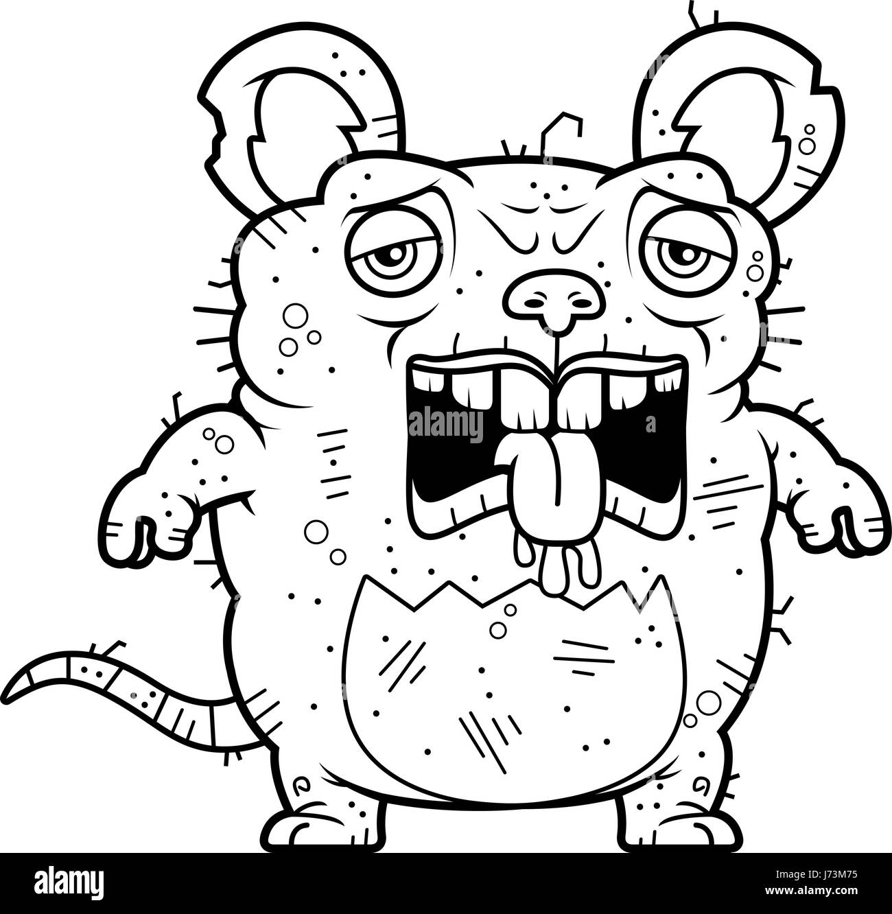 Ein Cartoon Illustration eine hässliche Ratte sah müde. Stock Vektor