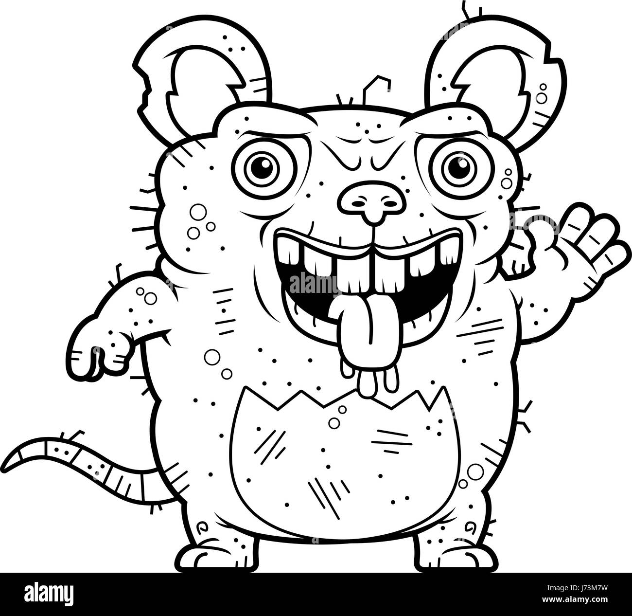 Ein Cartoon Illustration eine hässliche Ratte winken. Stock Vektor