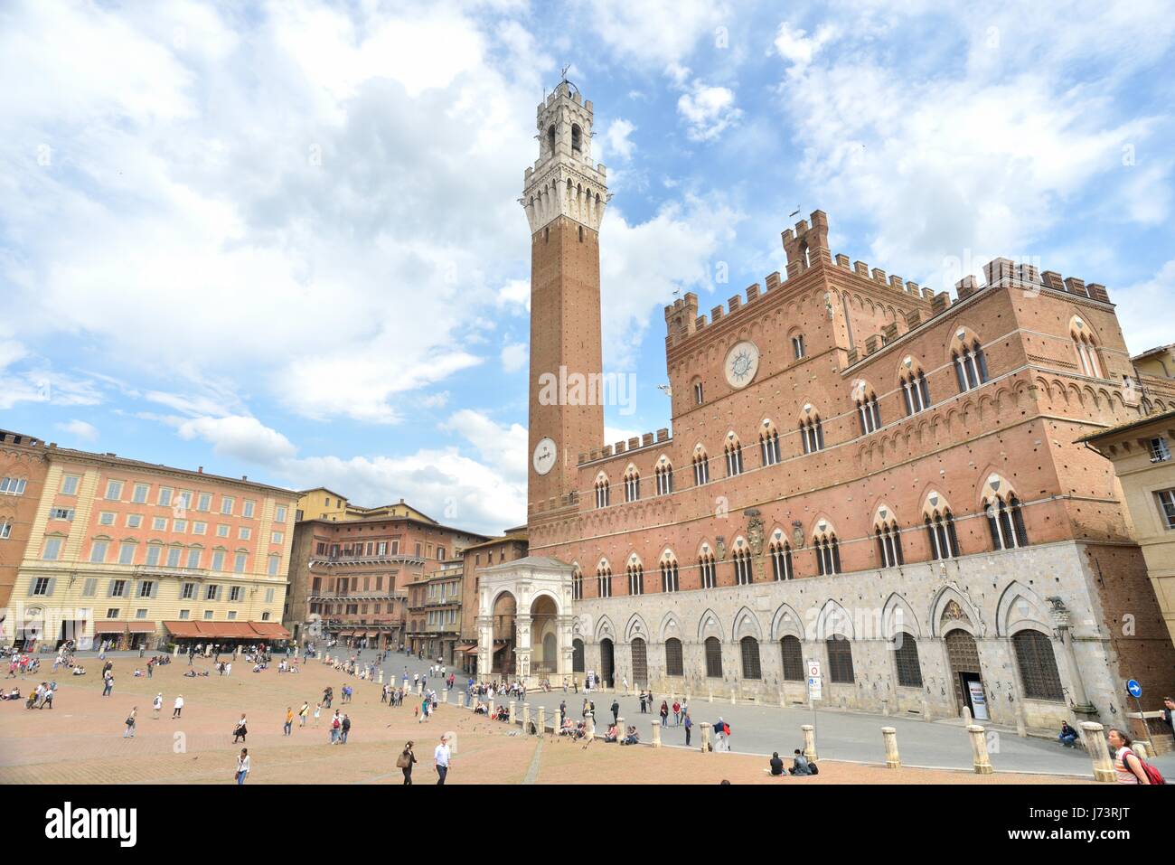 Mangia Turm und Piazza del Campo Siena, Italien Stockfoto