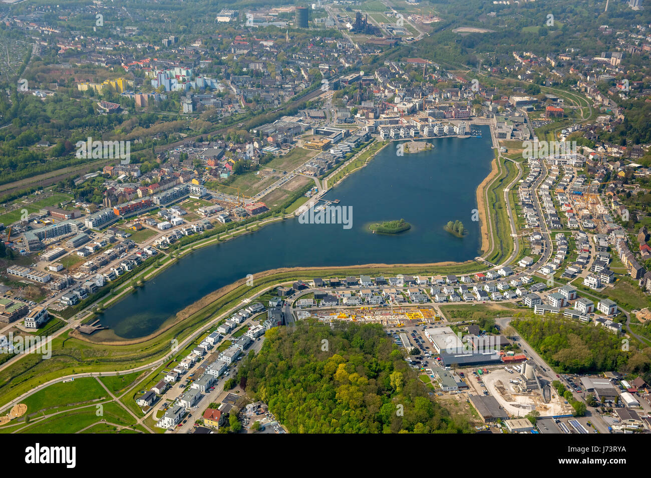 PhoenixSee Dortmund, Stausee, Emscher River, ehemaligen ...