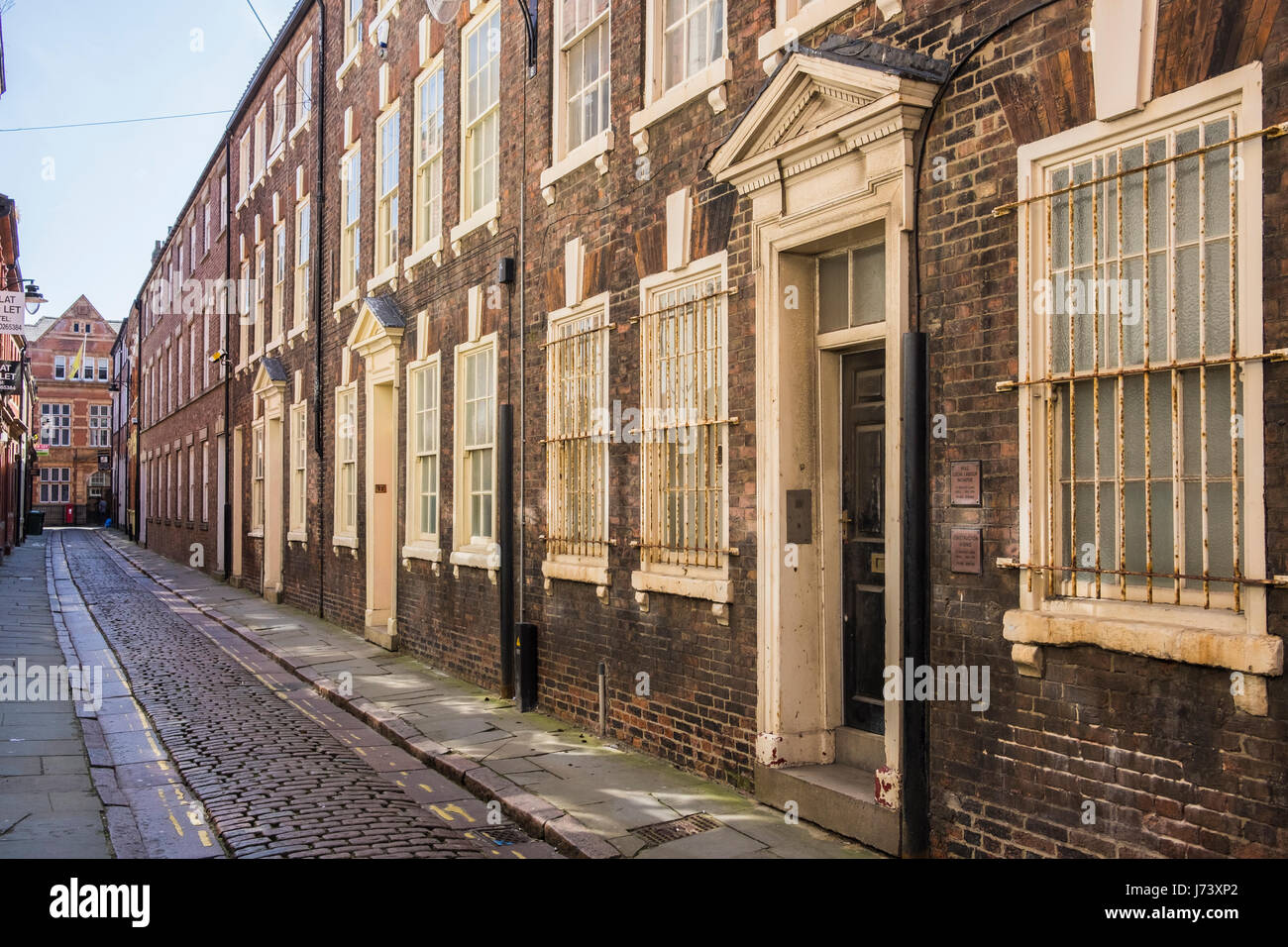 Schmale Straße Häuser in Hull alte Stadt, Kingston nach Hull, Yorkshire, England, Vereinigtes Königreich Stockfoto