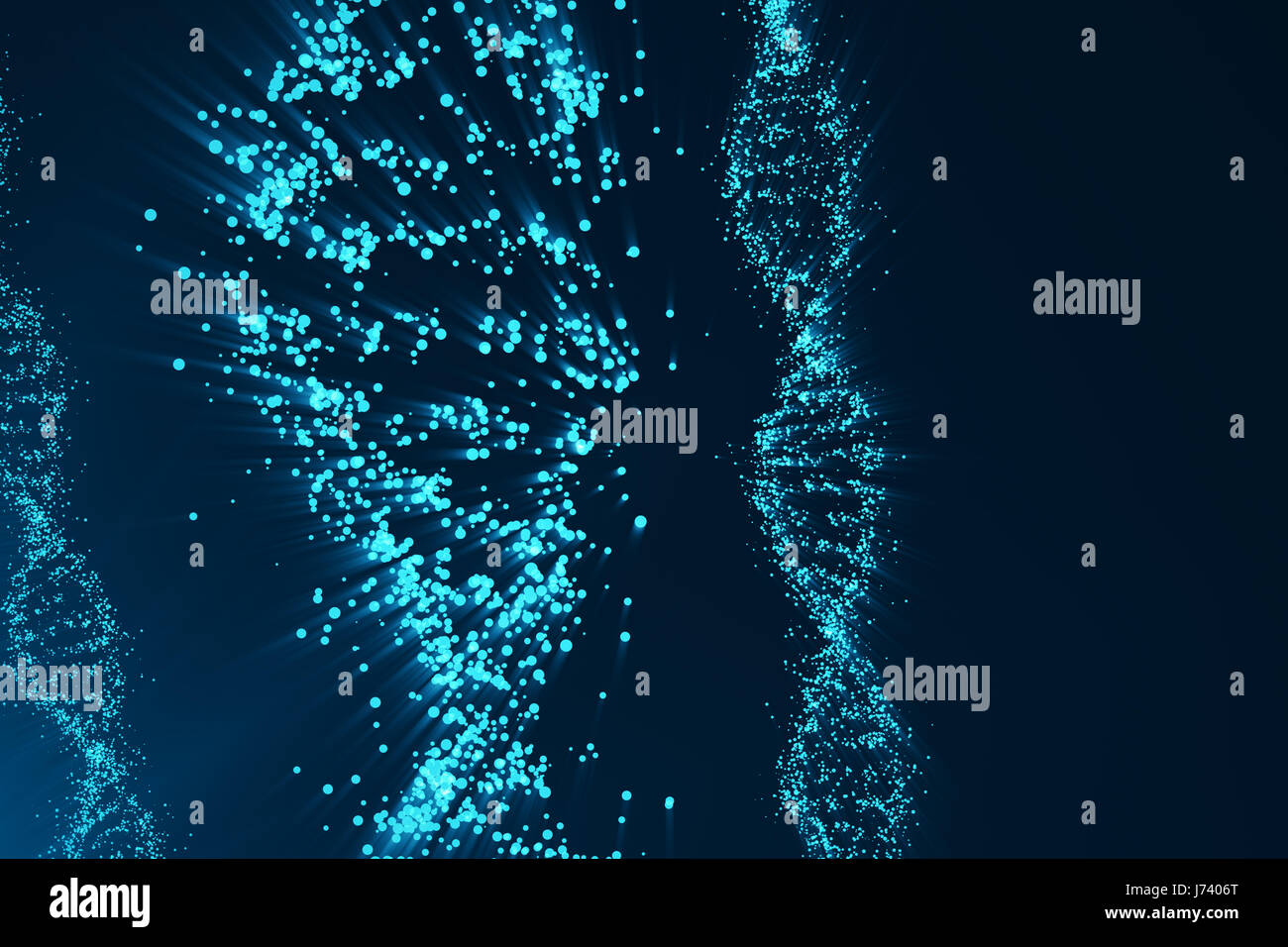 Rotierende DNA, Gentechnik-wissenschaftliches Konzept, Blaufärbung, 3D-Rendering Stockfoto