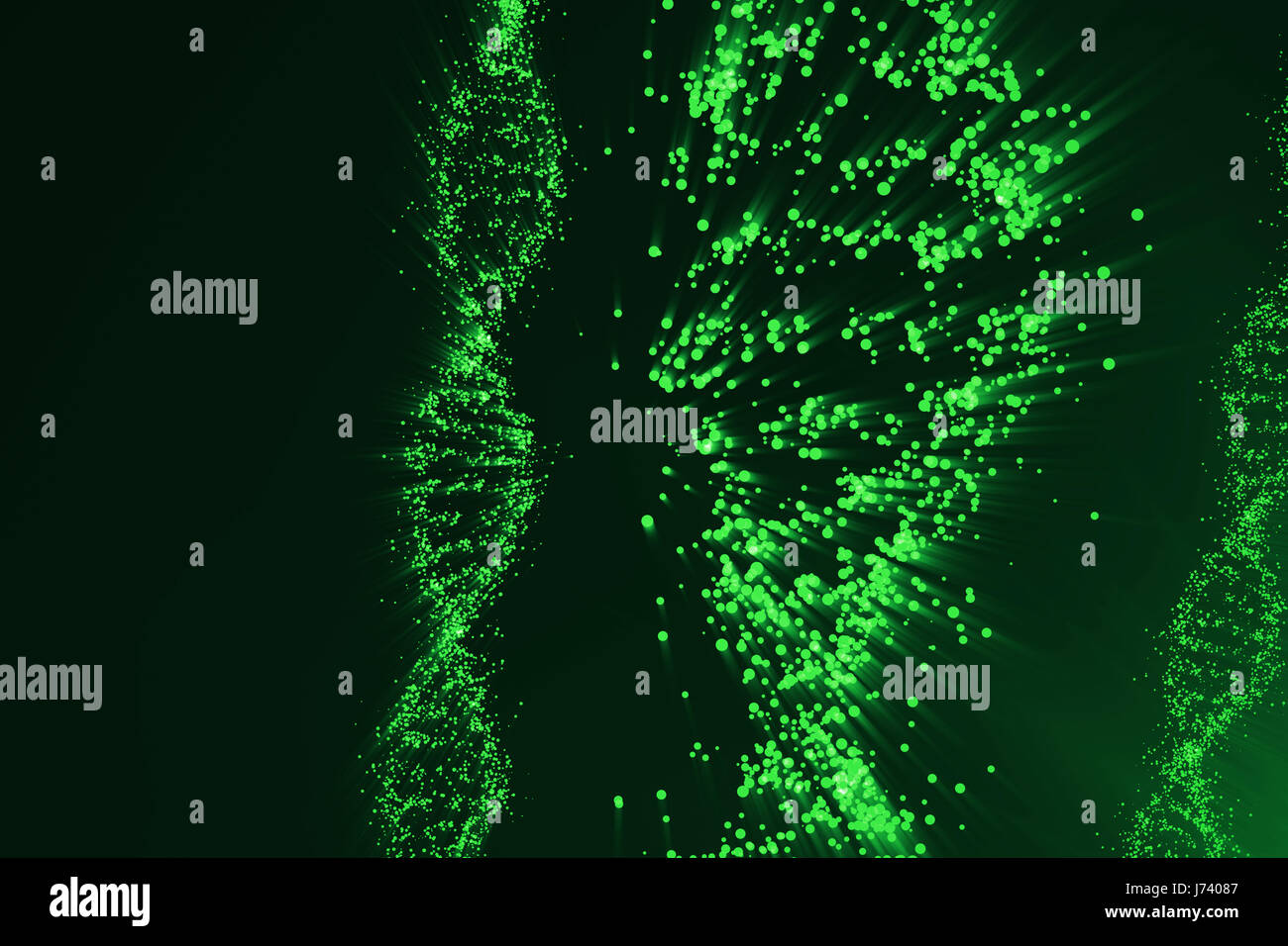 Rotierende DNA, Gentechnik-wissenschaftliches Konzept, grüne Färbung. 3D-Rendering Stockfoto