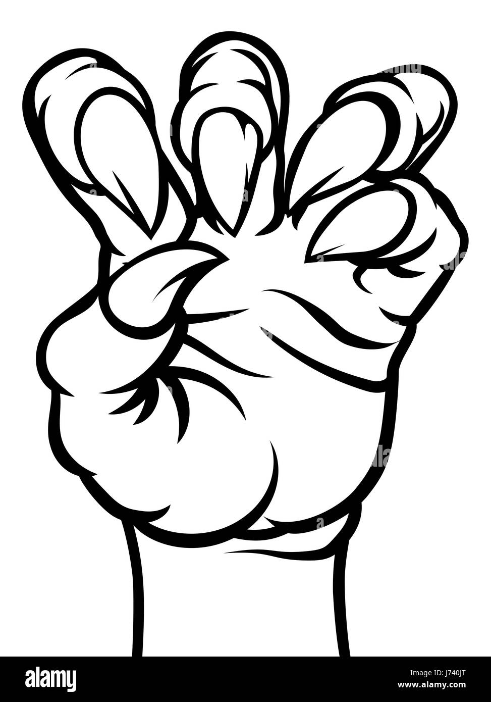 Ein gruseliges Monster Krallen Kralle Hand in schwarz / weiß Stockfoto
