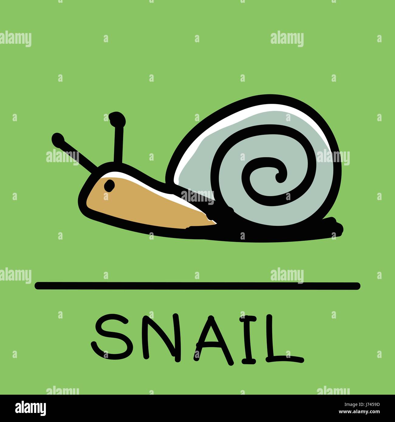 Süße Schnecke handgezeichneten Stil, Zeichnung, handgezeichnete Vektor ...