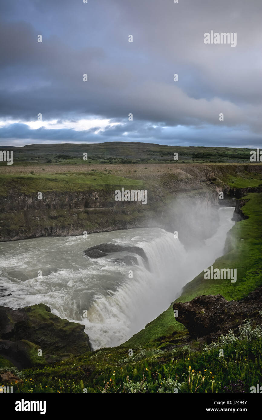 Gullfoss Wasserfall im Sommer in Island, Europa Stockfoto