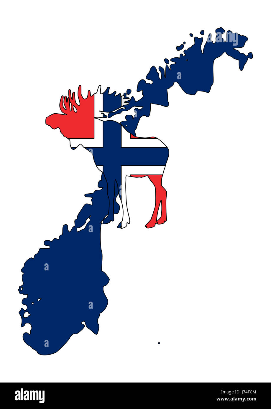 tierische Norwegen Flagge Skandinavien Elch norwegische Zeichen signalisieren optional blau Stockfoto