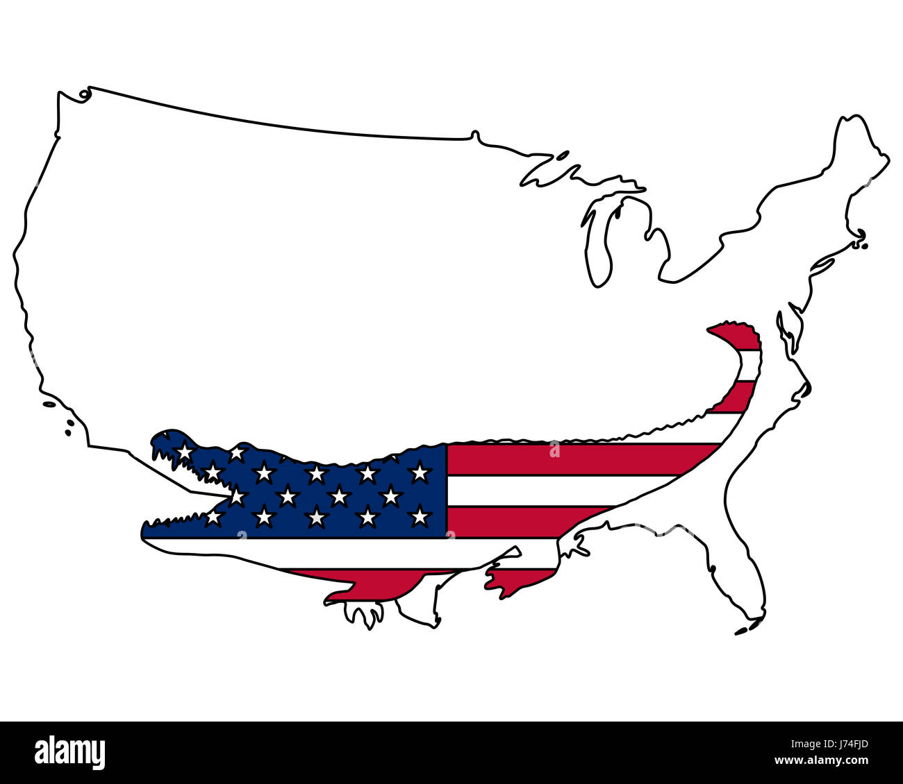 USA-Nordamerika-Alligator besagt, dass united Zeichen blau optional signal Stockfoto